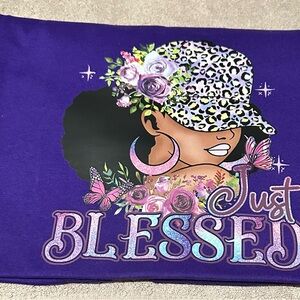 Gildan Purple 'Just Blessed' Graphic Tee